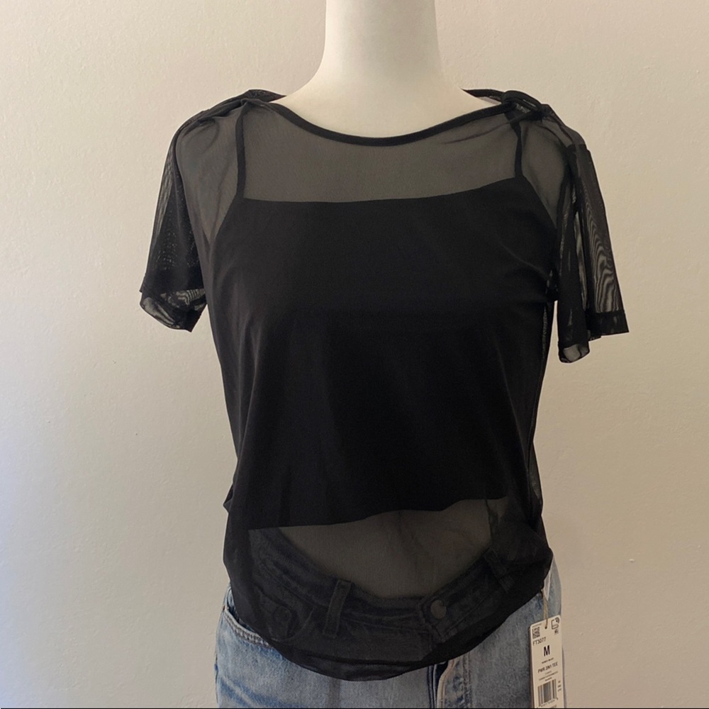Adidas 2 in one Sheer Black Mesh Top